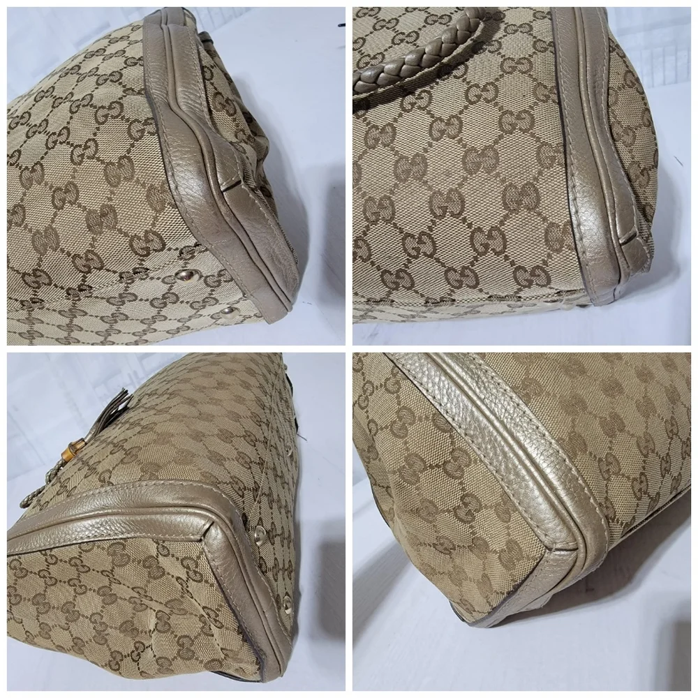 Gucci Bella Original Canvas GG Tote Bag Beige/Ebony